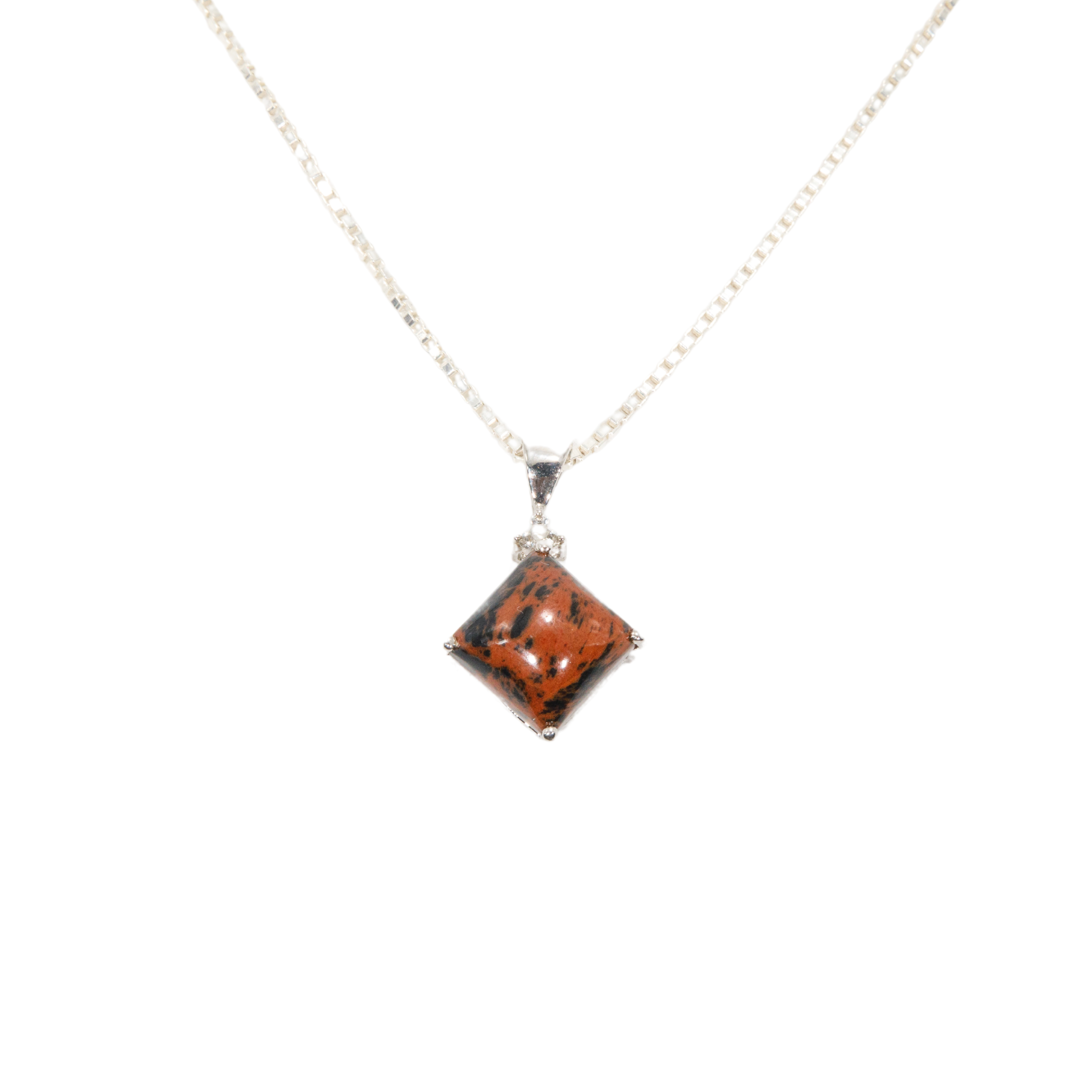 Mahogany Obsidian Diamond Pendant
