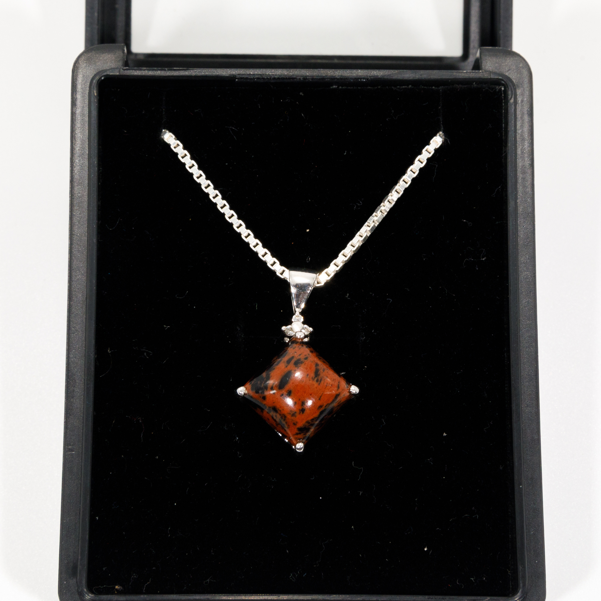 Mahogany Obsidian Diamond Pendant