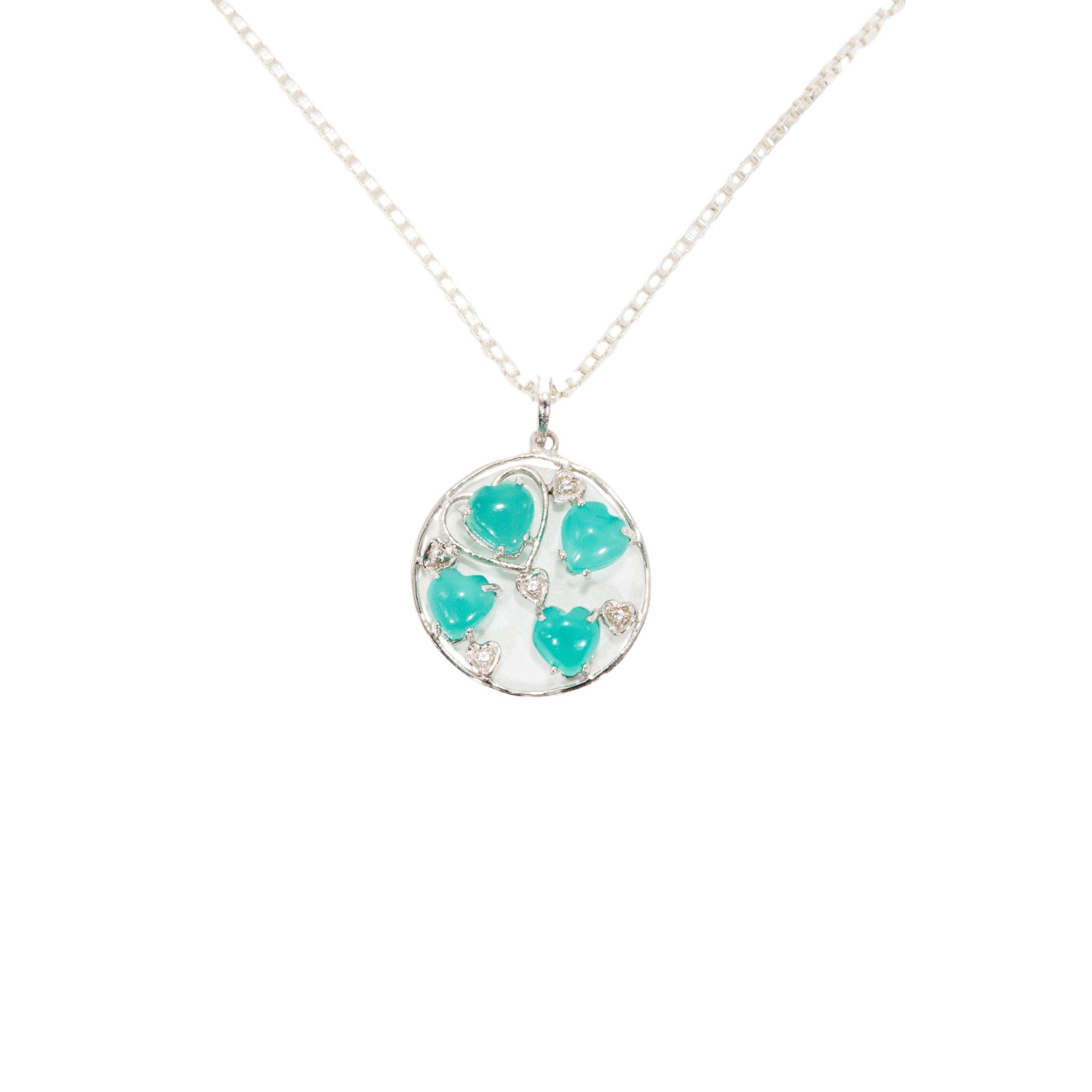 Green Chalcedony Circle of Hearts Pendant