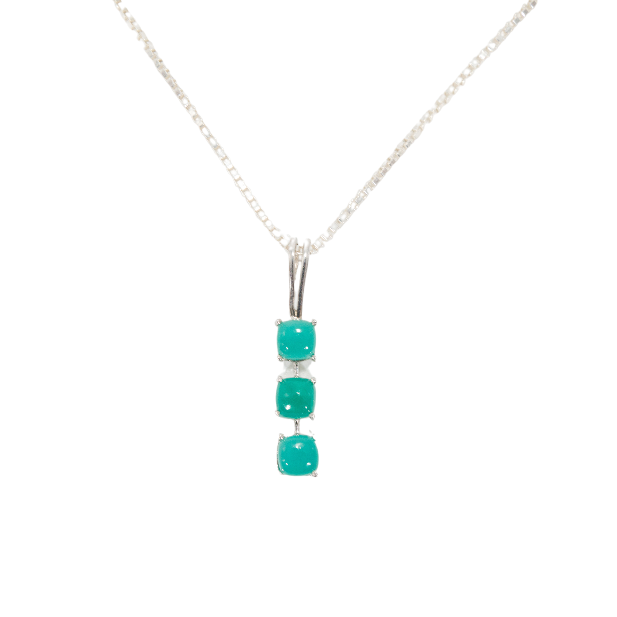Green Chalcedony Triple Drop Pendant
