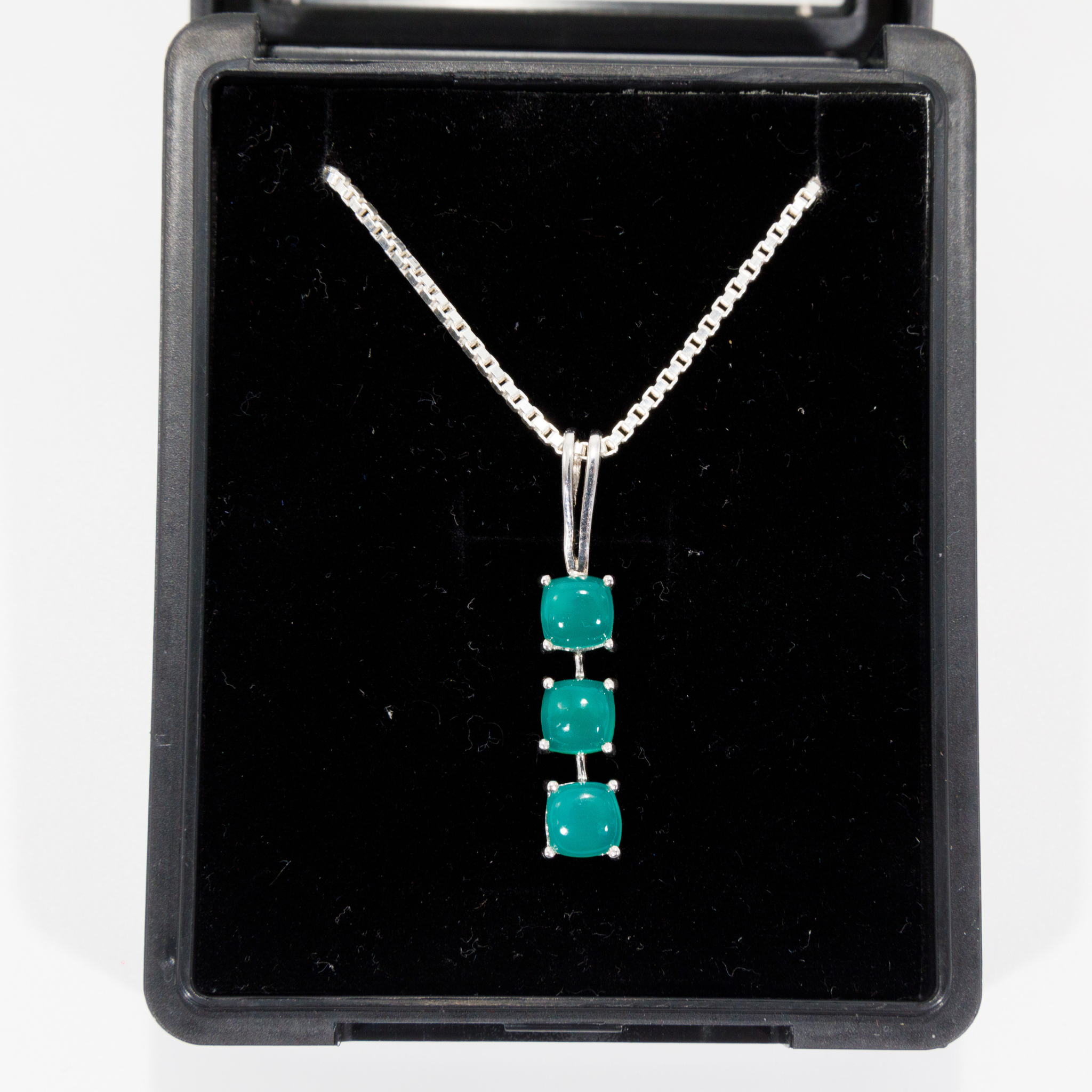 Green Chalcedony Triple Drop Pendant