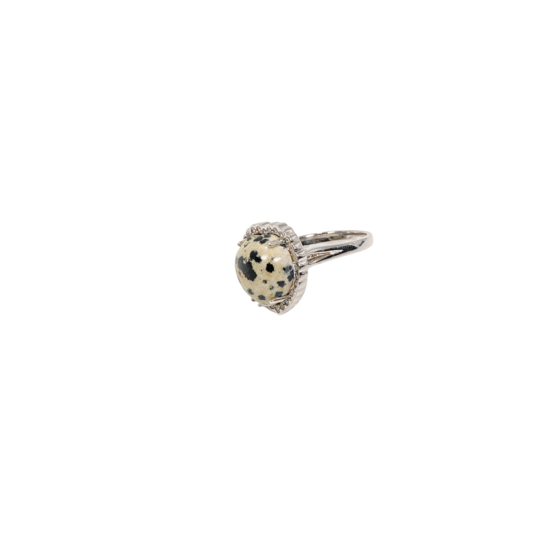 Dalmatian Jasper Heart Ring