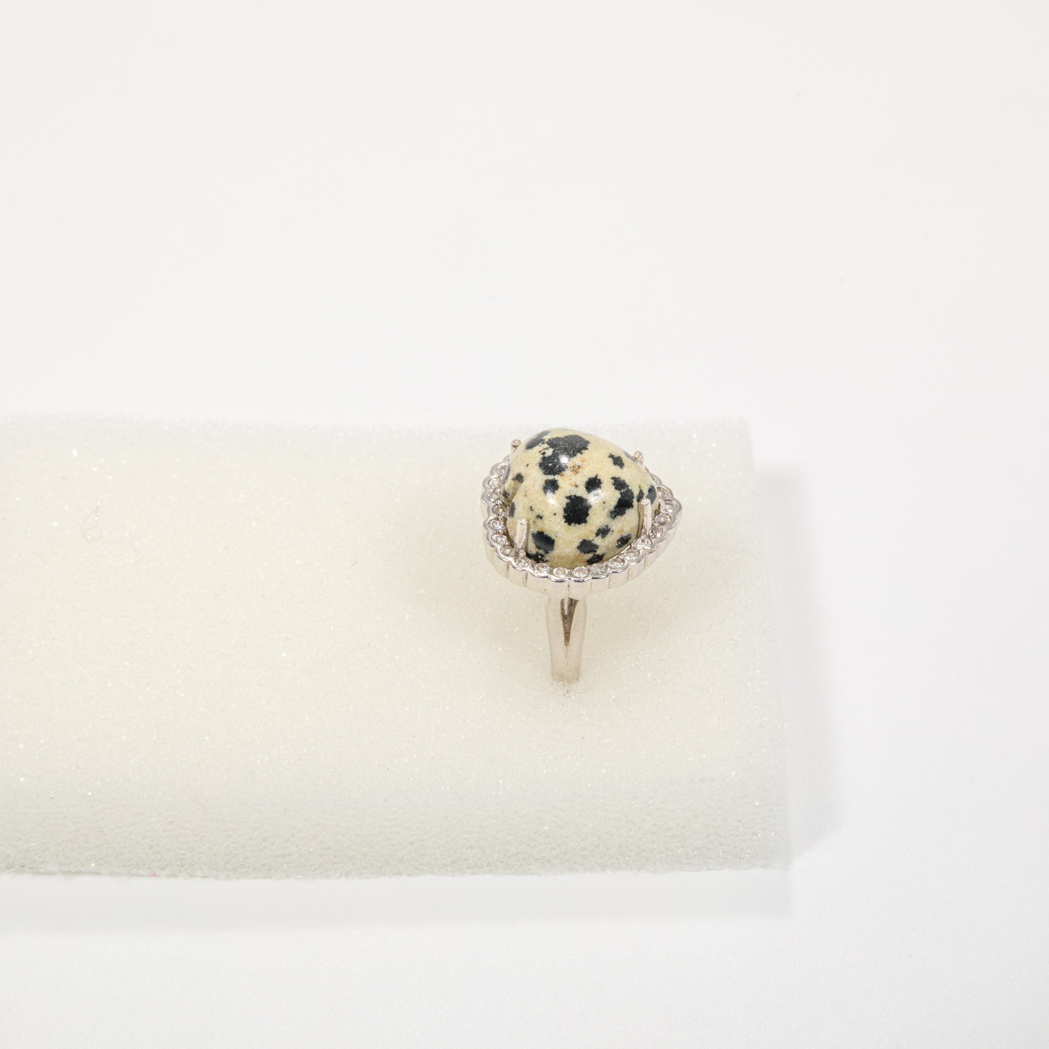 Dalmatian Jasper Heart Ring
