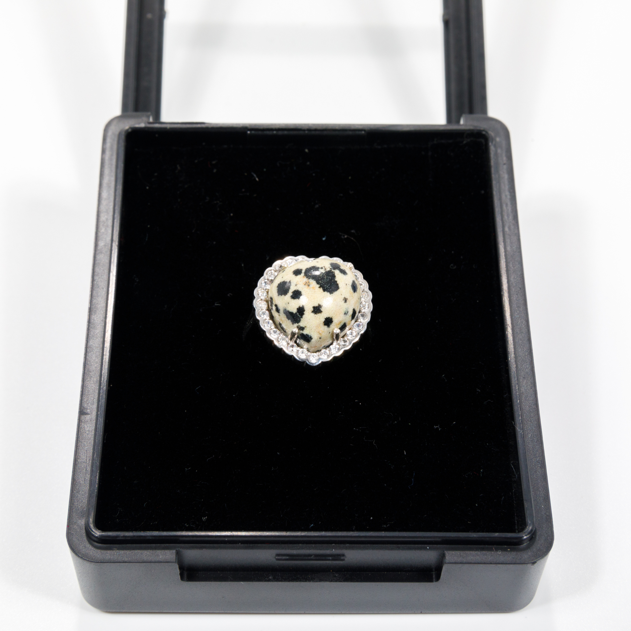 Dalmatian Jasper Heart Ring
