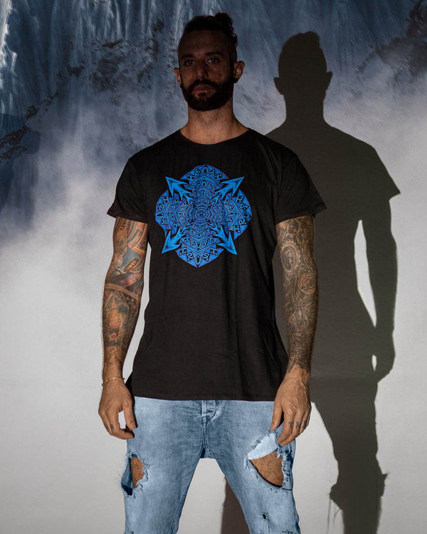 Mens Rave Shirt | Psy Clothing | Sacred Geomery Shirt | Fractal Shirt | Handala (TS)