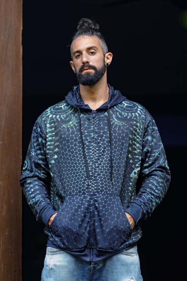 Sacred Geometry Hoodie | Fractal Hoodie | Psy Clothing | Festival Hoodie | Psychedelic Sweater | Biomech 1.0 (HD)